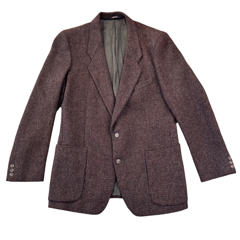 Vtg Jean Paul Germain Men's 42L Wool Tweed‎ Blazer Jacket Brown Red Classic Fit